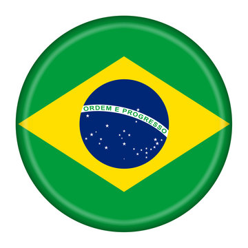 Brazil button flag illustration with clipping path