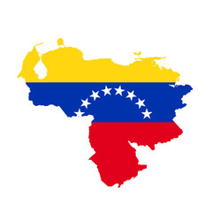 Fototapeta premium Venezuela flag map. Country outline with national flag