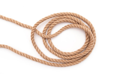 Abstract ropes, cables, hems isolated on white background, long panoramic picture