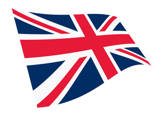 Great Britain union jack waving flag graphic isolated on white with clipping path
