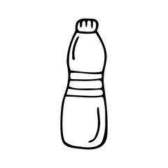 Hand drawn water bottle on a white isolated background. Doodle, simple outline illustration. It can be used for decoration of textile, paper and other surfaces.