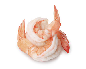 Cooked shrimp isolated on white background. This has clipping path.