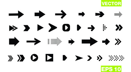 Set of black vector arrows. Arrows icon. Arrow vector icon.