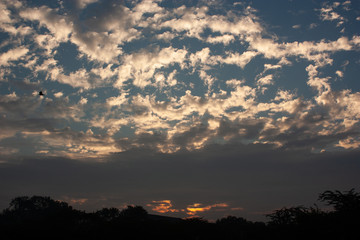 Abstract photograph of colorful sky with clouds