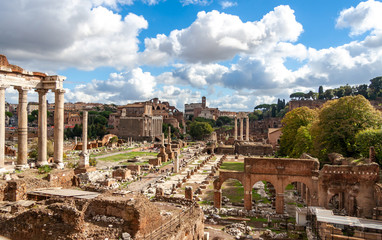 Fototapeta na wymiar View of the Roman Forum, Italy