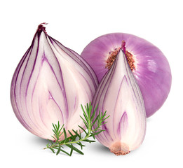 fresh red onion isolated on white background