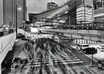 JP Osaka Station crossing BW