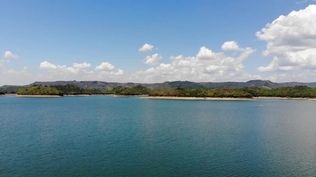 Aerial view of Ta Dung lake or Dong Nai 3 lake. The reservoir for power generation by hydropower in Dac Nong ( Dak Nong ), Vietnam.