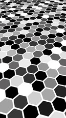 Honeycomb gray colored. Perspective view on polygon look like honeycomb. Isometric geometry. 3D illustration