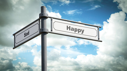 Street Sign to Happy versus Sad