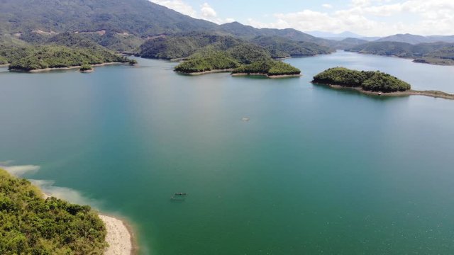 Aerial view of Ta Dung lake or Dong Nai 3 lake. The reservoir for power generation by hydropower in Dac Nong ( Dak Nong ), Vietnam.