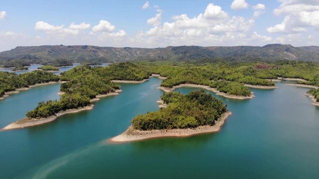 Aerial view of Ta Dung lake or Dong Nai 3 lake. The reservoir for power generation by hydropower in Dac Nong ( Dak Nong ), Vietnam.