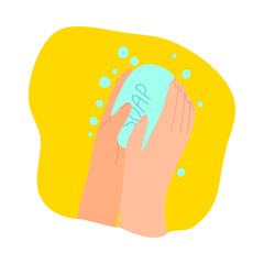 Hands washing with soap and water for protection from bacteria and infection