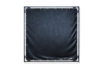 Fototapeta premium Blank Black Outdoor Foursquare Vinyl Textile Banner at Bright Background, mock up. Copy Space. Empty Space. 3d rendering.