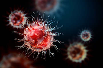 Viral disease, virus, bacteria, cell, 3d illustration