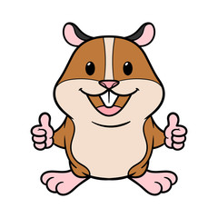 Vector Cartoon Hamster Giving Thumbs Up Illustration