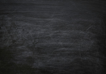 Dark, grunge and scratched chalkboard texture with empty space for text
