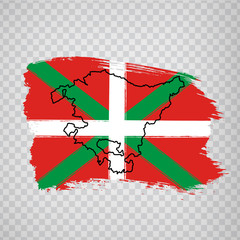 Flag of Basque Country from brush strokes. Blank map of Basque Country. Kingdom of Spain. High quality map and flag Basque Country for your web site design, logo, app  on transparent background.  EPS1