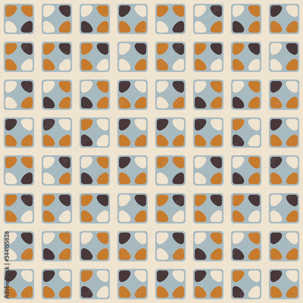 Aufkleber Geometric seamless pattern. Vector background with simple shapes like semi cirles and squares in neutral muted pastel colors.