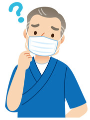 マスクをした男性　飲食店　店主