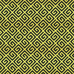 Abstract geometric gold seamless pattern on a black background. Golden geometric illustration.