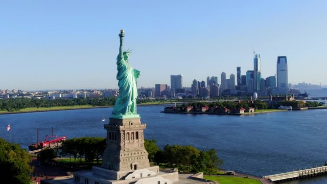 Aerial Orbit Shot of the Statue of Liberty Part 2