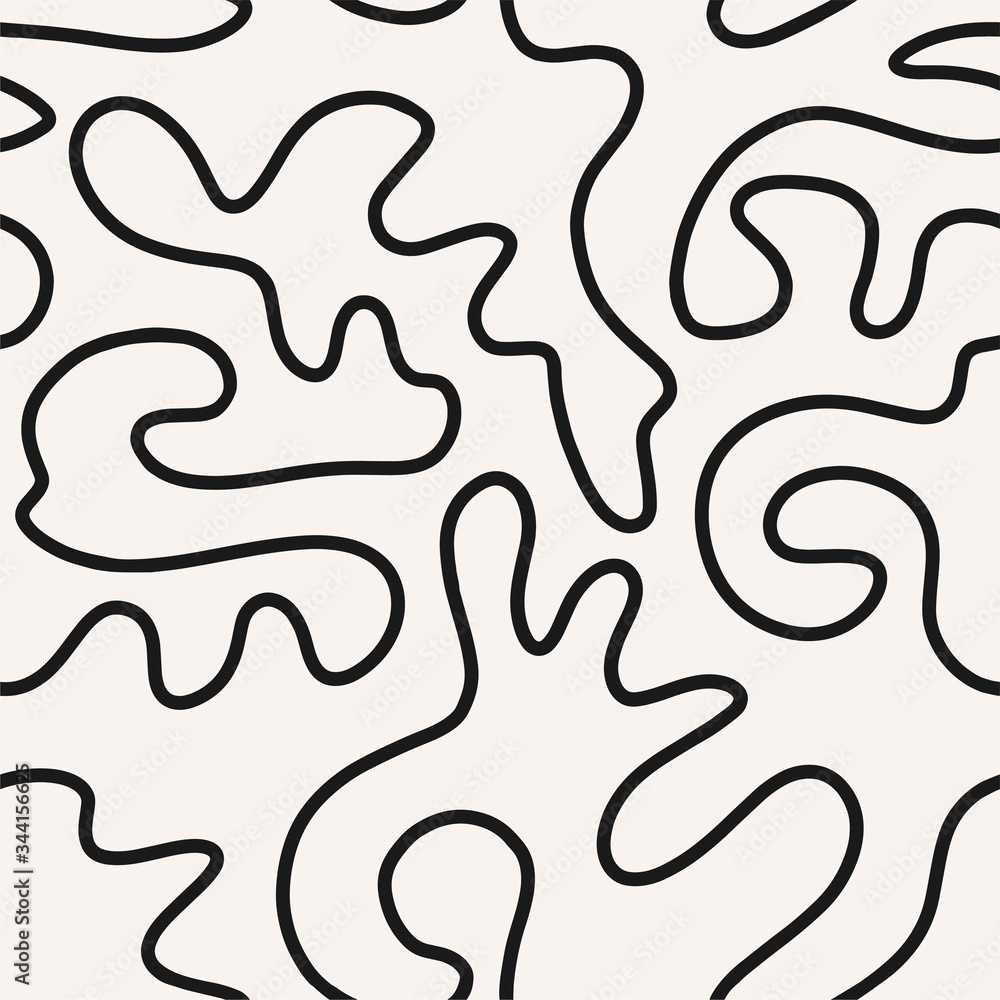 Poster abstract seamless pattern with endless curly line. hand-drawn simple background. graphic minimalisti