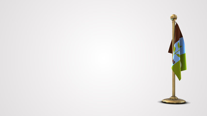 Fresno California realistic 3D flag illustration on golden flagpole.