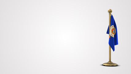 Lancaster Pennsylvania realistic 3D flag illustration on golden flagpole.