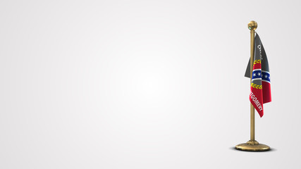 Montgomery Alabama realistic 3D flag illustration on golden flagpole.