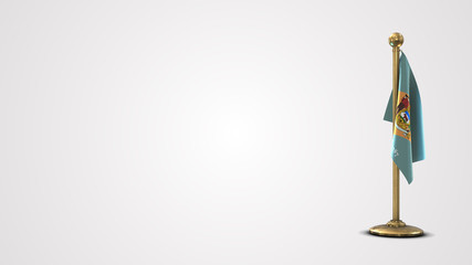 Delaware realistic 3D flag illustration on golden flagpole.