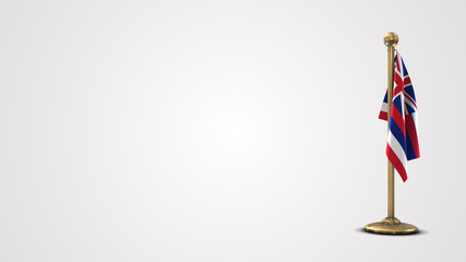 Hawaii realistic 3D flag illustration on golden flagpole.