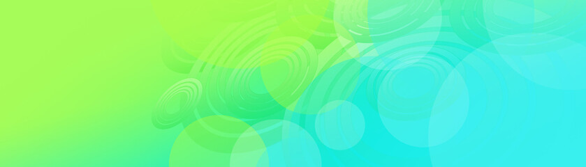 Abstract wide green background with graphic elements and gradients.