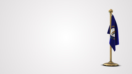 Kentucky realistic 3D flag illustration on golden flagpole.