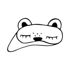 Hand drawn sleep mask isolated on a white background. Doodle, simple outline illustration. It can be used for decoration of textile, paper and other surfaces.