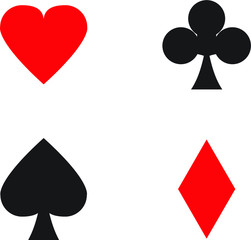 Ace card vector icon set, hearts, spades, clubs and diamonds