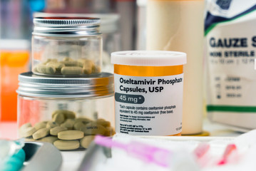 Medication prepared for people affected by Covid-19, Oseltamivir is a selective antiviral...