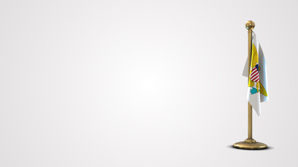 Virgin Islands realistic 3D flag illustration on golden flagpole.