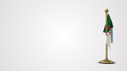 Algeria realistic 3D flag illustration on golden flagpole.