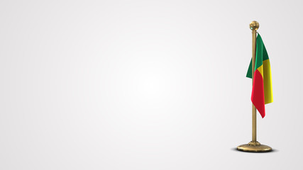 Benin realistic 3D flag illustration on golden flagpole.