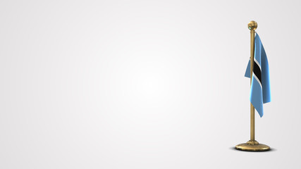 Botswana realistic 3D flag illustration on golden flagpole.