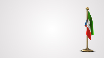 Equatorial Guinea realistic 3D flag illustration on golden flagpole.