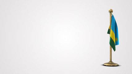 Rwanda realistic 3D flag illustration on golden flagpole.