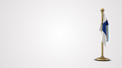 Finland realistic 3D flag illustration on golden flagpole.