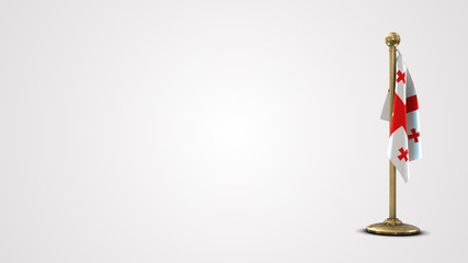 Georgia realistic 3D flag illustration on golden flagpole.