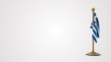 Greece realistic 3D flag illustration on golden flagpole.