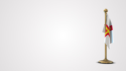 Guernsey realistic 3D flag illustration on golden flagpole.