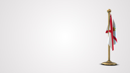 Jersey realistic 3D flag illustration on golden flagpole.