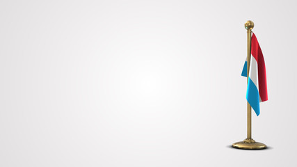 Luxembourg realistic 3D flag illustration on golden flagpole.