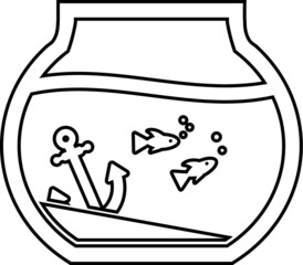 Aquarium fish bowl vector icon with anchor